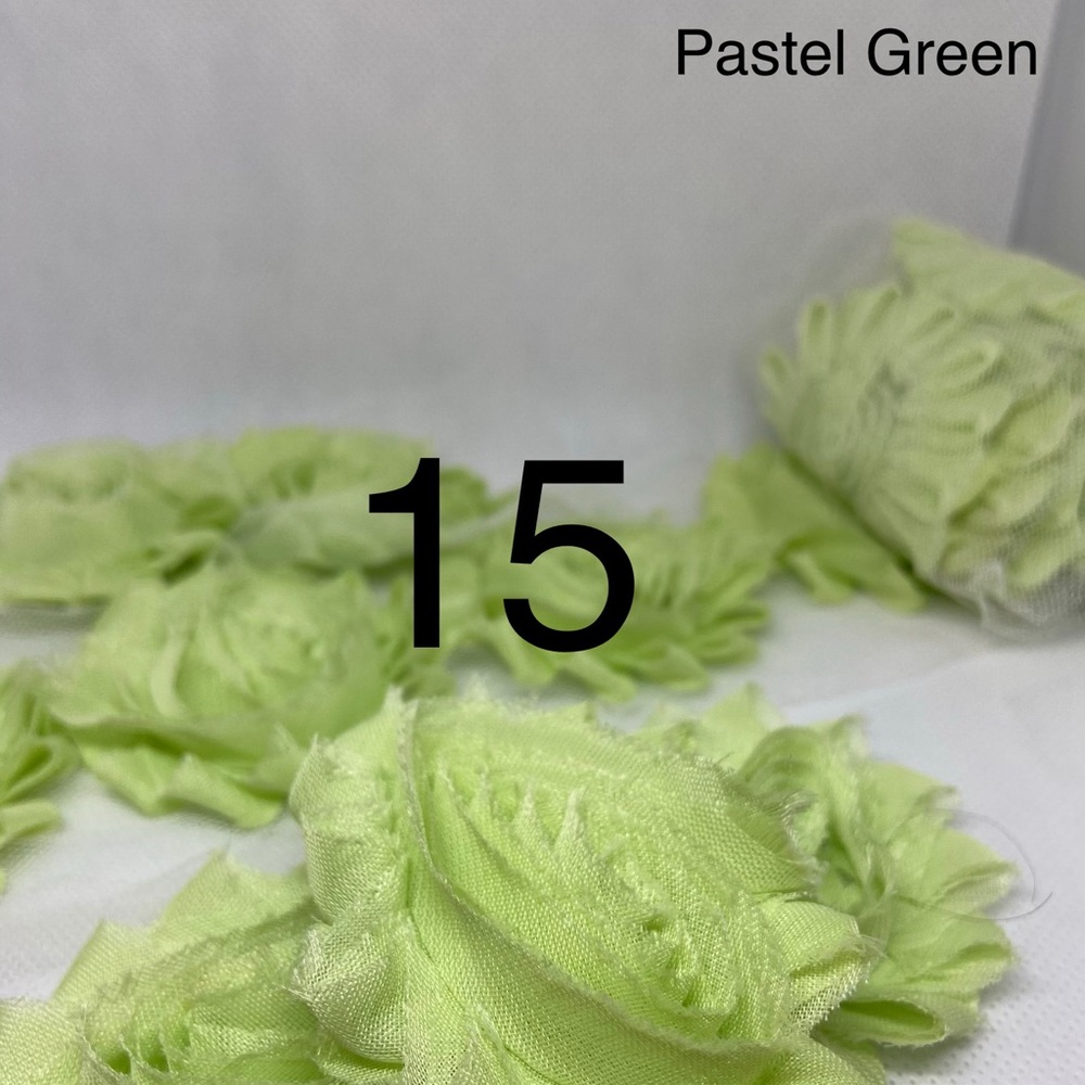 Lot of 15 Pastel Green Shabby flowers NEW DIY